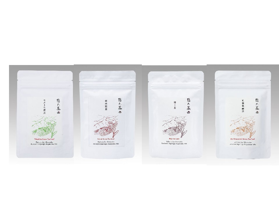 隠れ茶煎茶4種セット（やぶきた煎茶20g　在来煎茶20g　焙じ茶17g　乳酸発酵茶18ｇ）